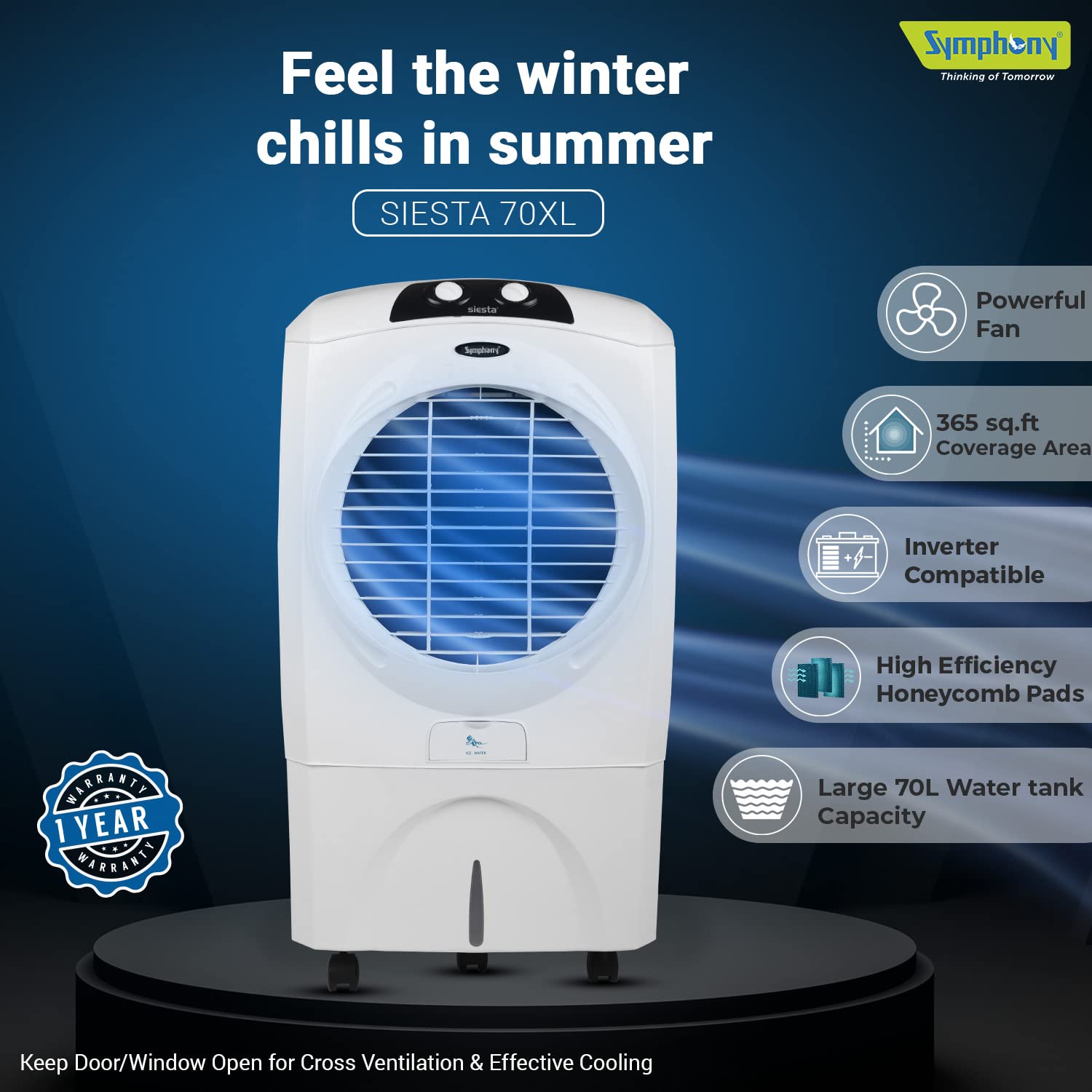 Symphony Siesta 70 XL Desert Air Cooler White