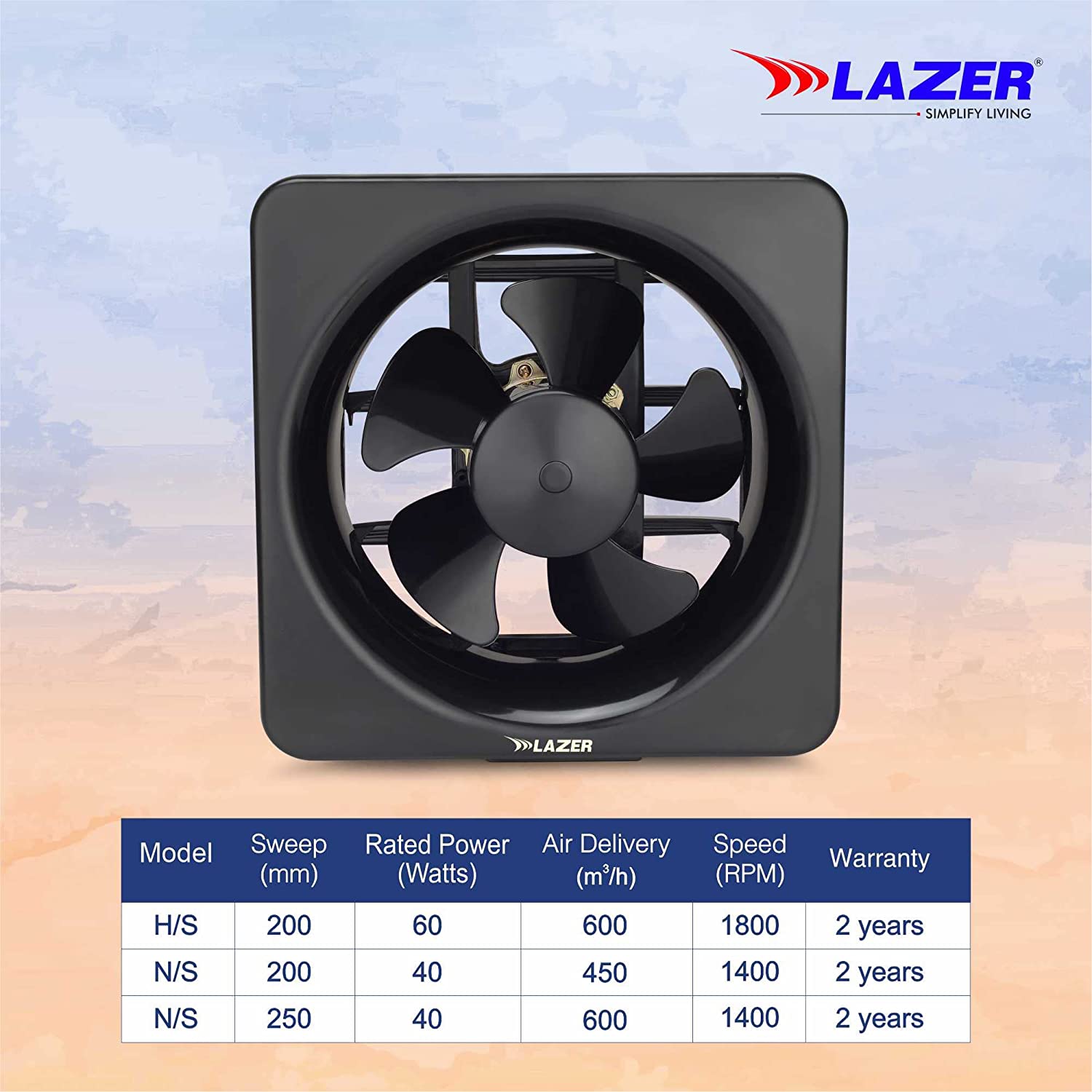Lazer Exotica 150mm Ventil Air High Speed Exhaust Fan (black)