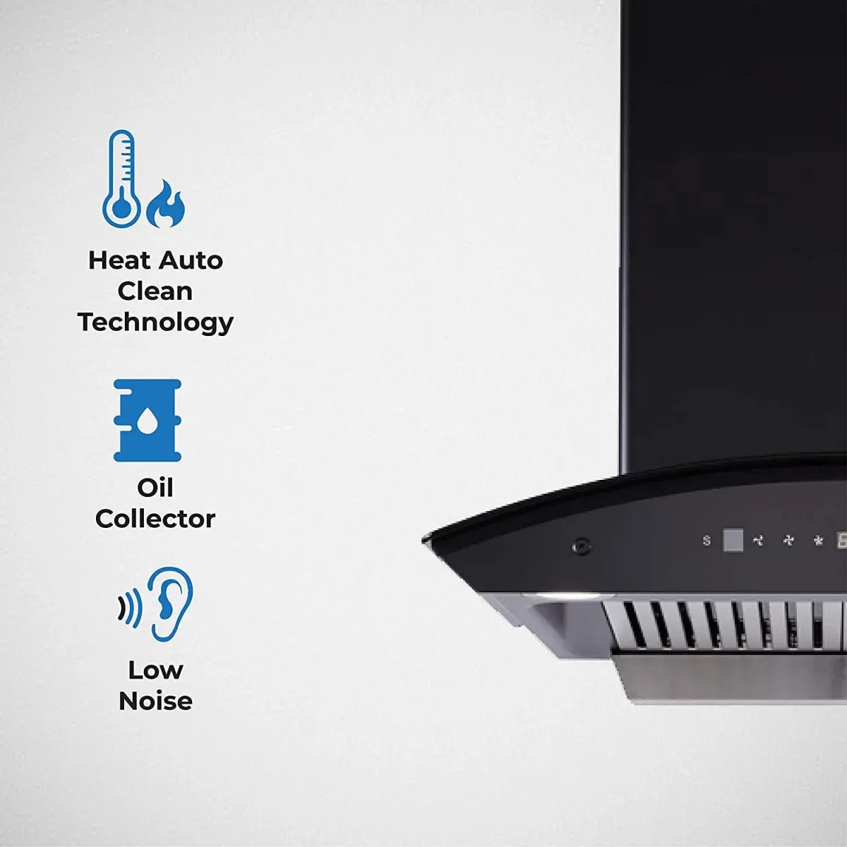 Elica Wall Mounted Auto Clean 60 cm 1200 m3/h Black Chimney ( TBC HAC TOUCH BF 60 MS NERO )