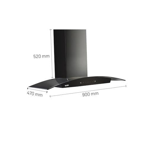 GLEN 90 cm 1200m3/hr Auto-Clean Filterless Curved Glass Kitchen Chimney With Motion Sensor+Touch Controls (Senza Black)