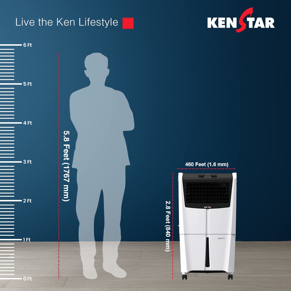 Kenstar Chill 35L  Honeycomb Personal Cooler White & Black