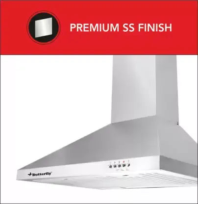 Butterfly Rhino Wall Mounted Chimney  (Silver 700 m3/h)