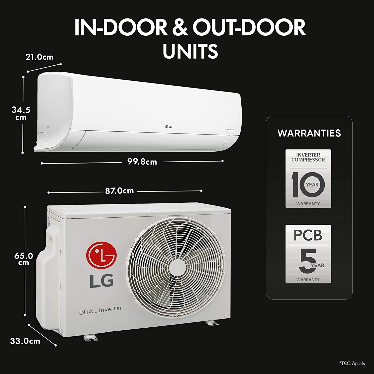 LG 2.0 டன் 3 ஸ்டார் AI டூயல் இன்வெர்ட்டர் ஸ்பிளிட் AC RS-Q24ENXE, வெள்ளை