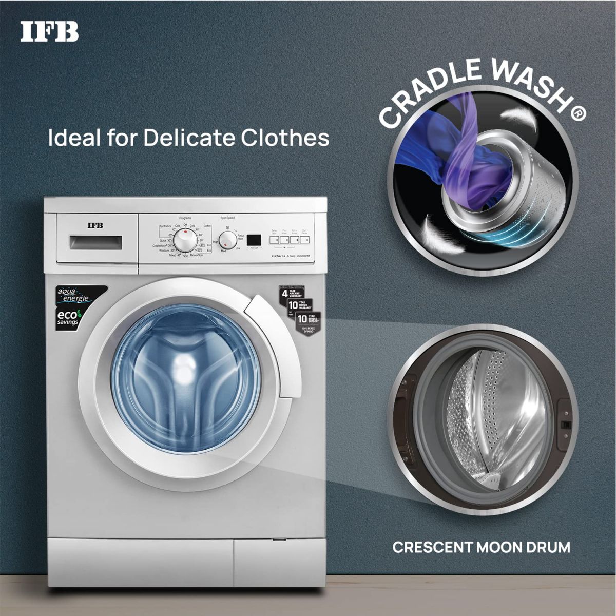 IFB 6.5 Kg Fully-Automatic Front Loading Washing Machine (Elena SX 6510, SX -Silver, In-Built Heater)
