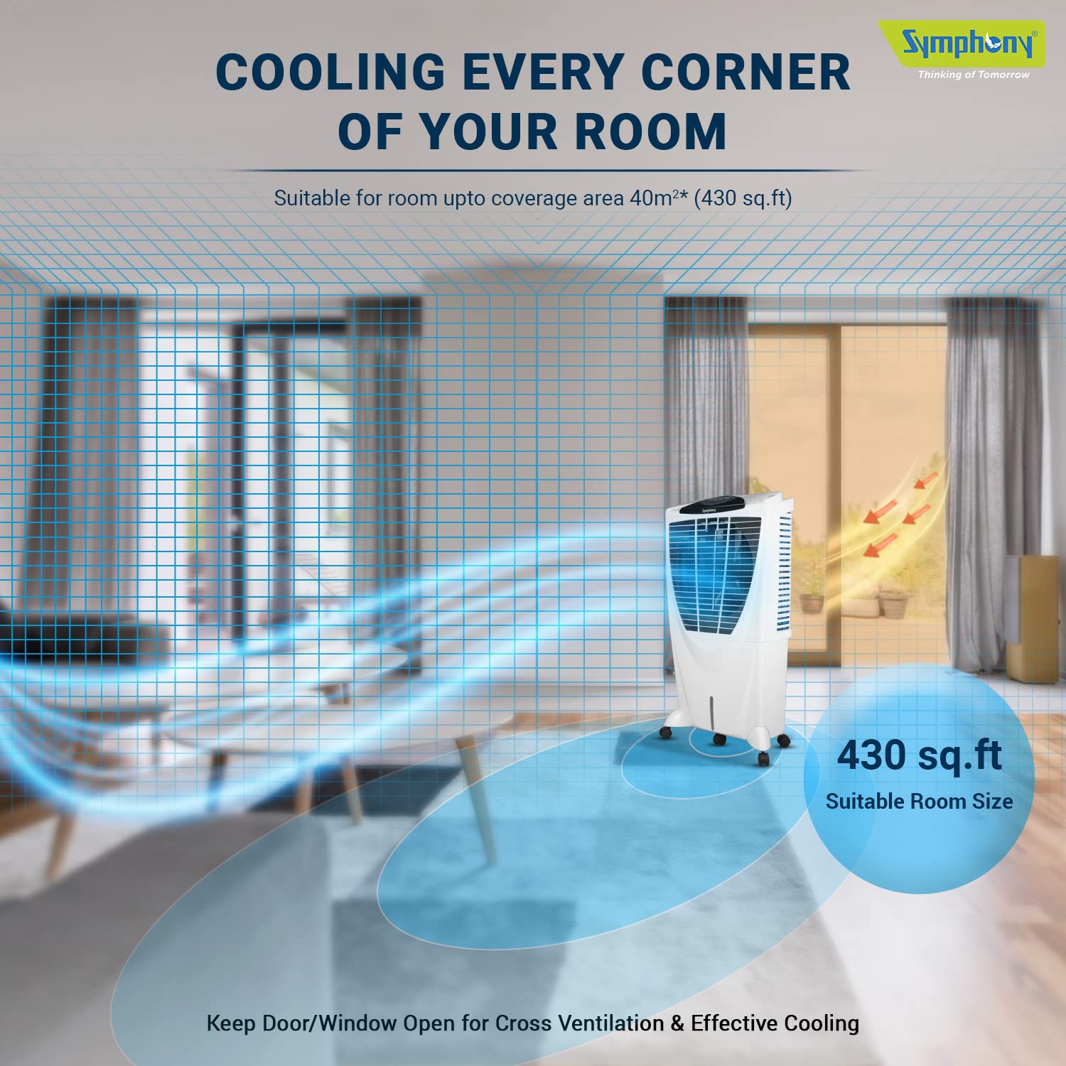 Symphony Winter 80XL i+ Desert Air Cooler Remote with Timer (80L, White)