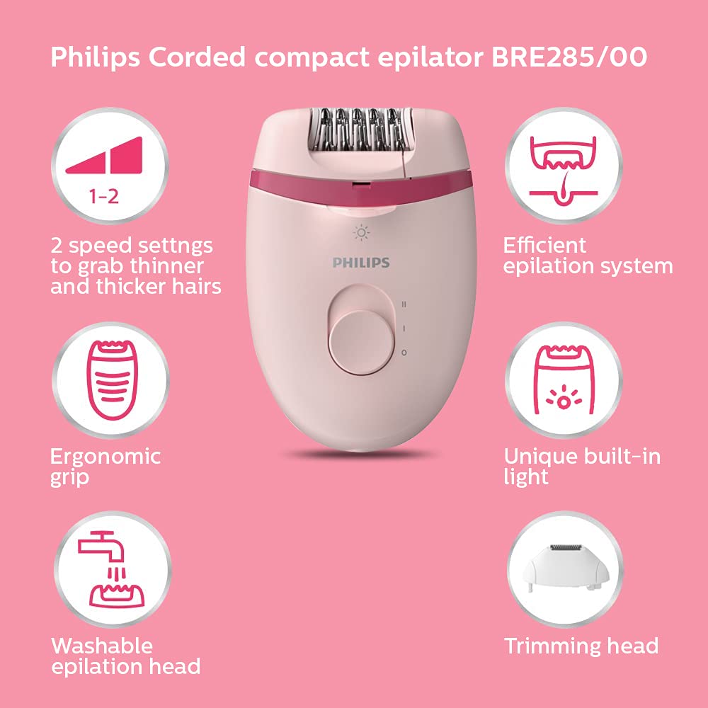 PHILIPS BRE285/00 compact epilator With opti-light For legs, Arms & Underarms - Corded