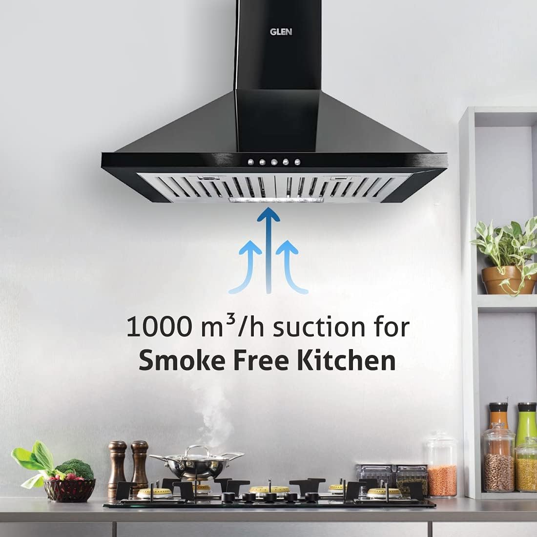 Glen Pyramid Ductless Kitchen Chimney 6050 Junior DX Black 60 cm 1000 m3/h