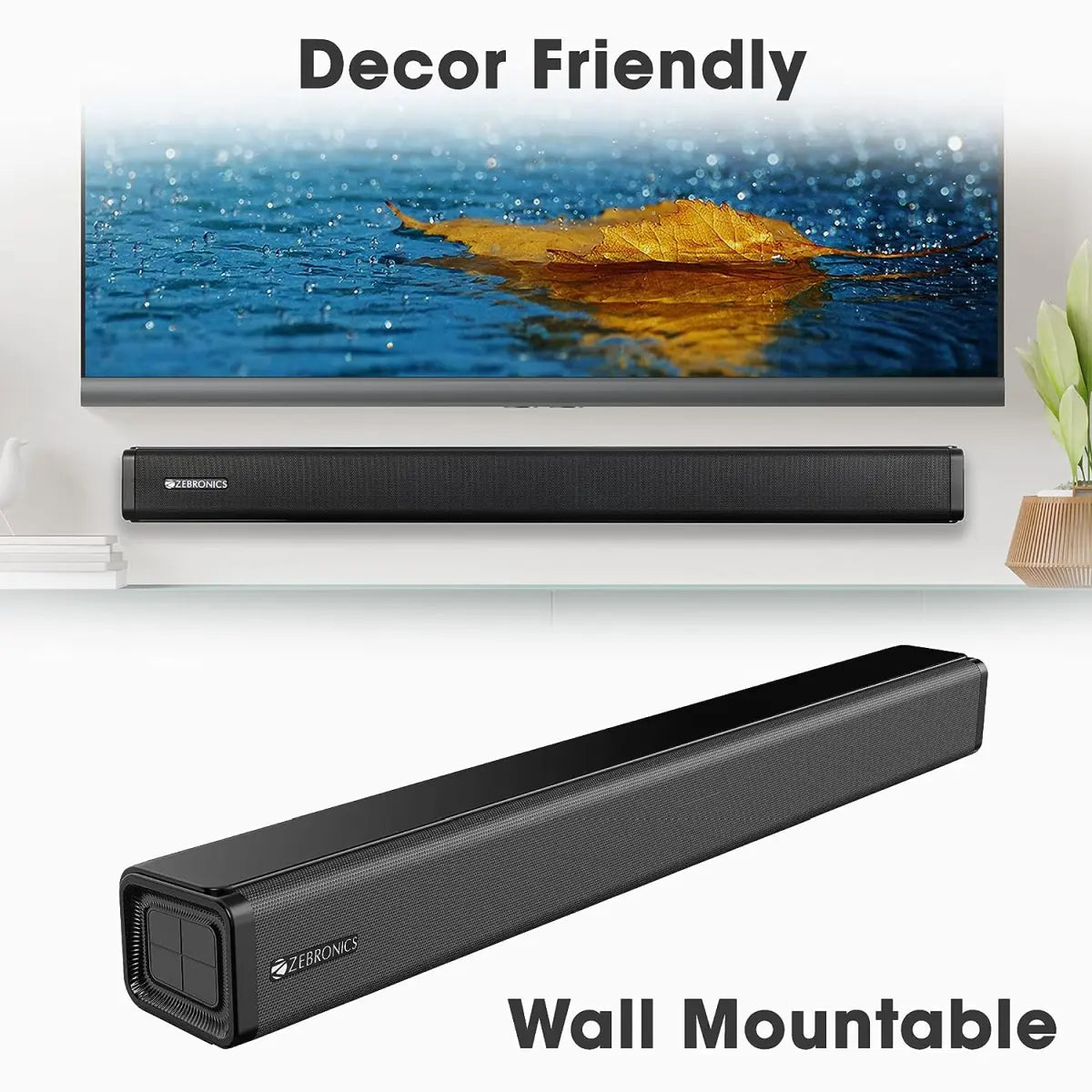 Zebronics ZEB-JUKE BAR 2500 Wireless Bluetooth Single Soundbar With Supporting Wall Mount, USB, AUX, Optical IN & Remote Control. (35 Watt, 2.0 Channel)