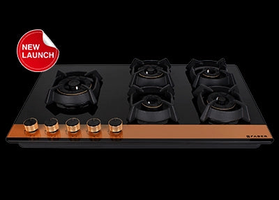 FABER Hobtop Gas Stove 90 Cms 5 Brass Burners (UTOPIA HT 905 BR CI)