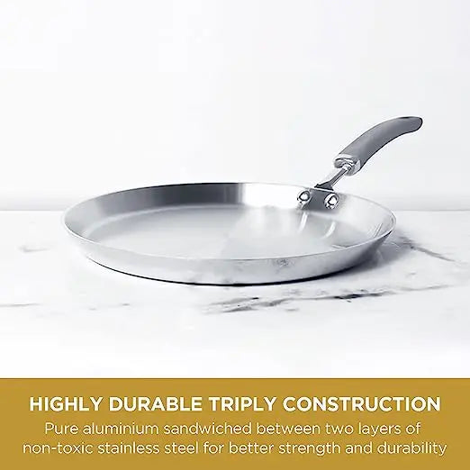 Meyer Trivantage Stainless Steel Flat Tawa Induction Base 31611 28cm Sliver
