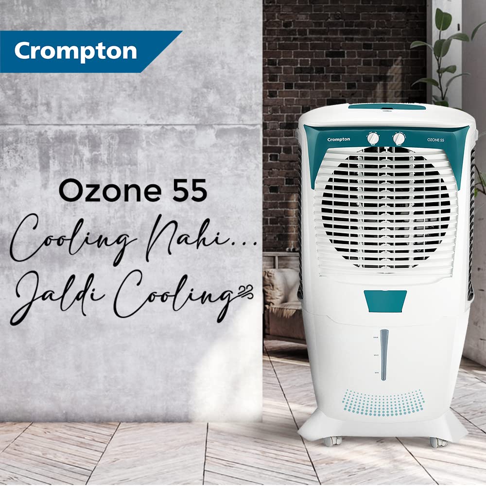 Crompton Ozone Desert Air Cooler 55L Honeycomb pads White