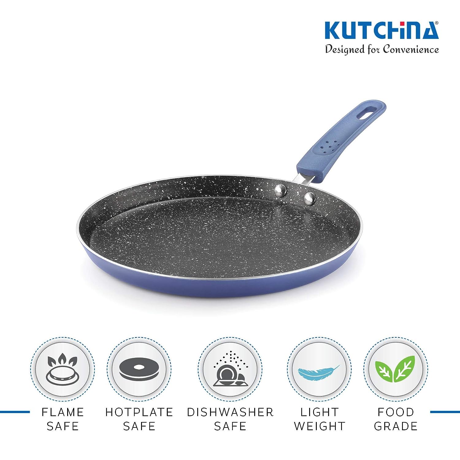 KUTCHINA Endura Omni 28 cm Tawa 4 Layer Non-Stick Cookware Coating with Marble Finish, PFOA Free & Metal Spoon Friendly