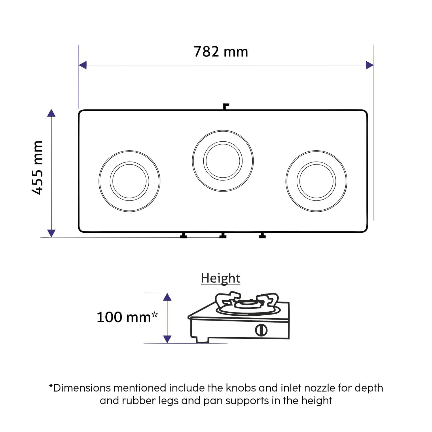 Glen 3 Burner Toughened Glass Top |Ultra Slim LPG Gas Stove|Black|High Flame Forged Brass Burners|Auto Ignition Revolving Nozzle | 5 Year Warranty On Glass, Valve Burner| 1035 US BL AI (Auto