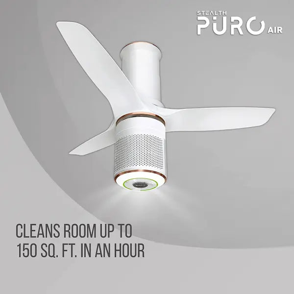 Havells Stealth Puro Air 1250mm Ceiling Fan with Air Purifier & Remote Control Peral White LT Copper
