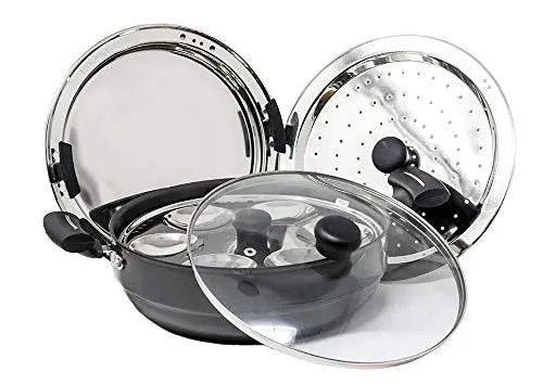 Butterly Hard-Anodized Aluminum Non Stick Super Plus Multi Kadai (280mm, Black)