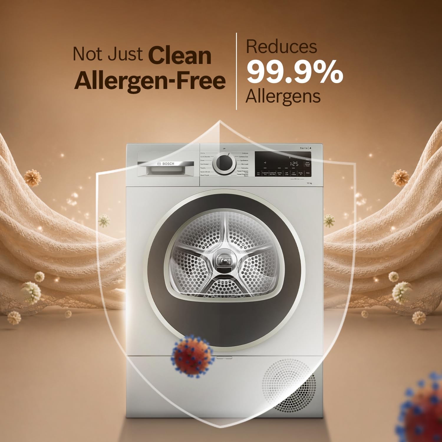 Bosch WQG2520XIN 10kg Heat Pump Tumble Dryer - Fully Automatic Front Load for Efficient Drying