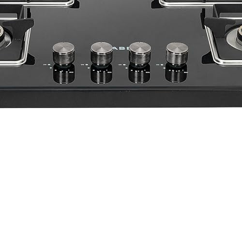 Faber 4 Burner Auto-Ignition Cooktop|NiOS AUTO 4BB BK|Battery Operated|Metal Knobs|Brass Burners|Cast Iron Pan Support|Black Glass Finish|7 Yrs Warranty Glass;5 Yrs Burner & Valve;2 Yrs Compr
