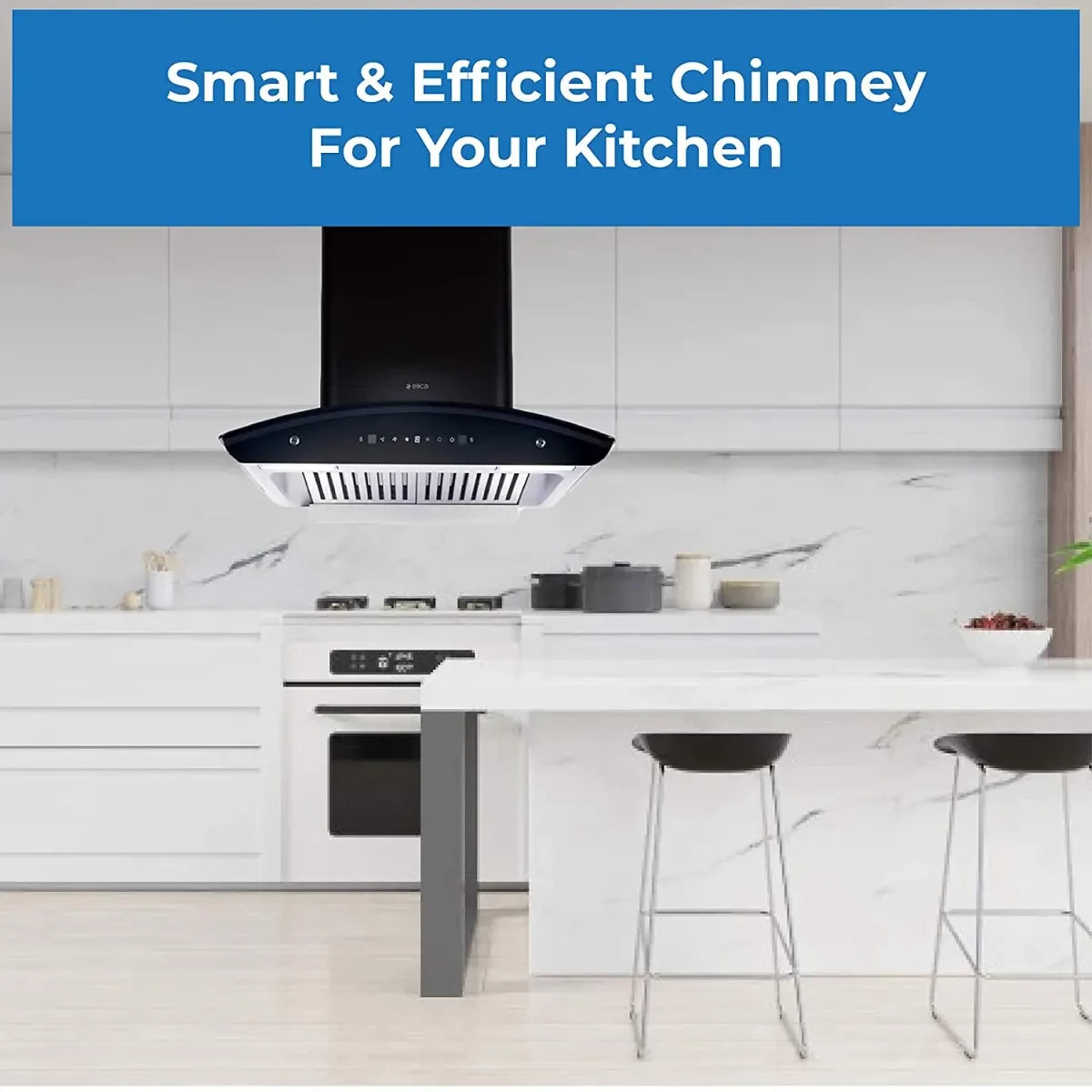 Elica 60 cm 1425 m3/hr Auto Clean Chimney (WD TBF HAC 60 MS NERO, 2 Baffle Filters, Touch + Motion Sensor Control, Black)