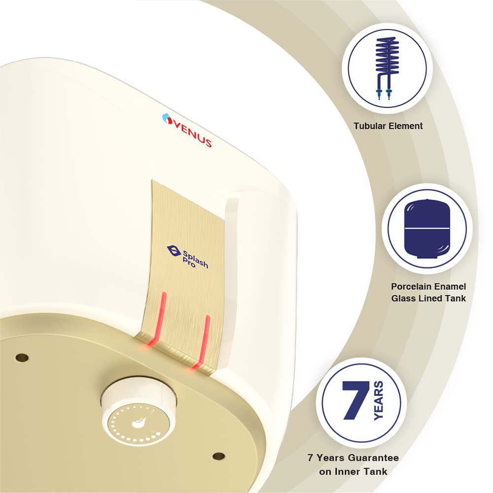 Venus Splash Pro Storage Water Heater (06 Litre, Ivory/Tuscan Gold)
