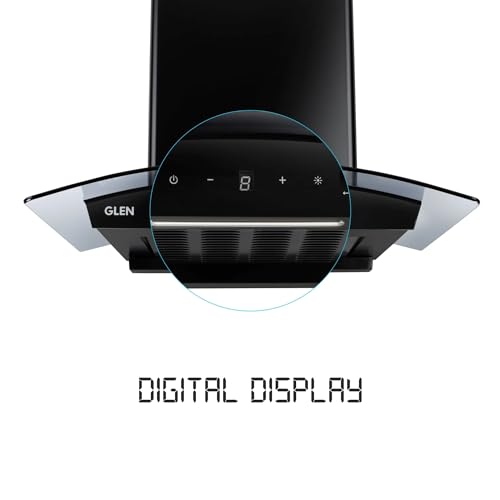 Glen Auto Clean Curved Glass Filter-less Kitchen Chimney 76cm, Motion Sensor control with Digital Display 1500 m3/h (6059 DI BL AC)