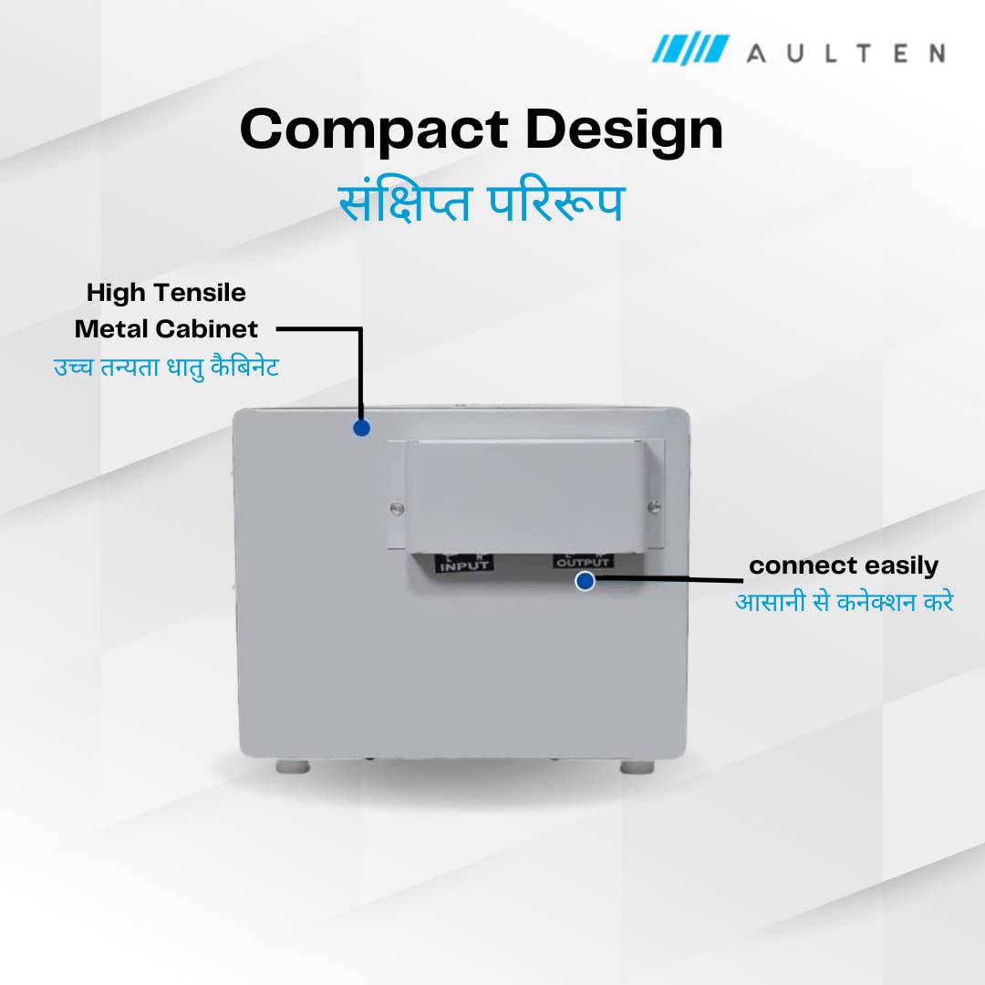 AULTEN Copper Mainline Voltage Stabilizer for Home 15 KVA Heavy Duty 12000W 130V-300V AD028 (Grey)