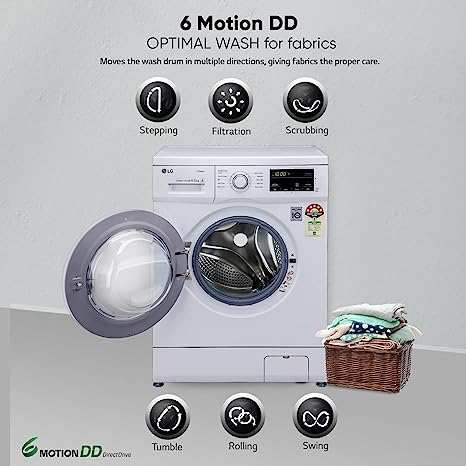 LG 6.5 Kg 5 Star Inverter Direct Drive Fully Automatic Front Load Washing Machine (FHM1065SDW, Steam Wash, In-Built Heater, Touch Panel, White)