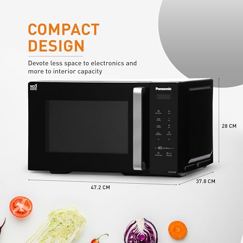 Panasonic 25L Solo Microwave Oven (NN-ST310QBFG, Black, 85 Auto Cook Menus)