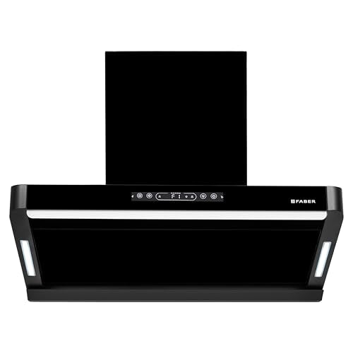 Faber Pinnacle 90cm 1500m³/hr Autoclean Chimney|Digital Display|Filterless|Slant Body|T-Shape Panel|Touch+Gesture|12Yr on Motor,5Yr Comprehensive Warranty by Faber|Hood Pinnacle FL HC BK 90,M