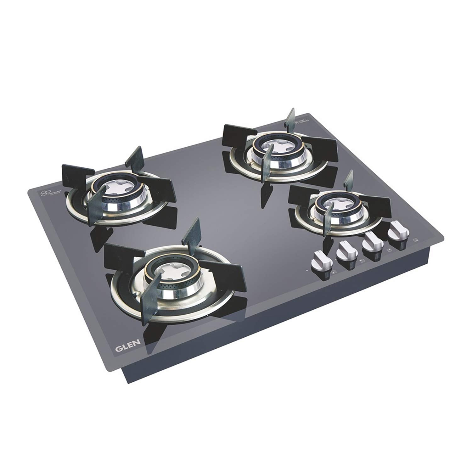 Glen Glass Top 4 Burner Gas Stove with Forged Brass Burners (BH4B60ROHTDB Cooktop, Black)
