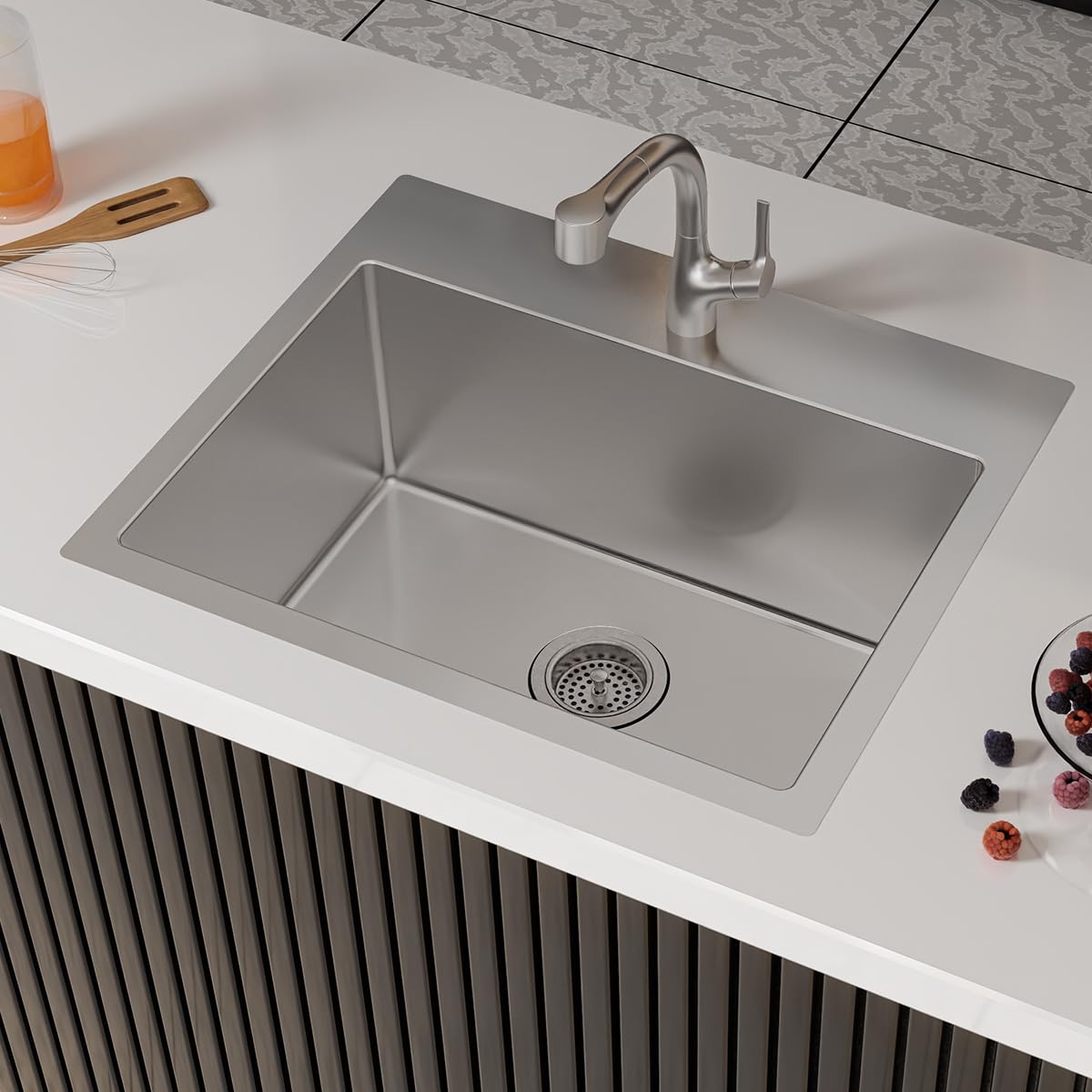 Kohler Kitchen Sink | 1.2 mm Thick Stainless Steel Single Bowl with SilentShield™ | 10" Deep, Round Corners for Easy Cleaning | 24x20x10 inches, Brushed Matte Steel