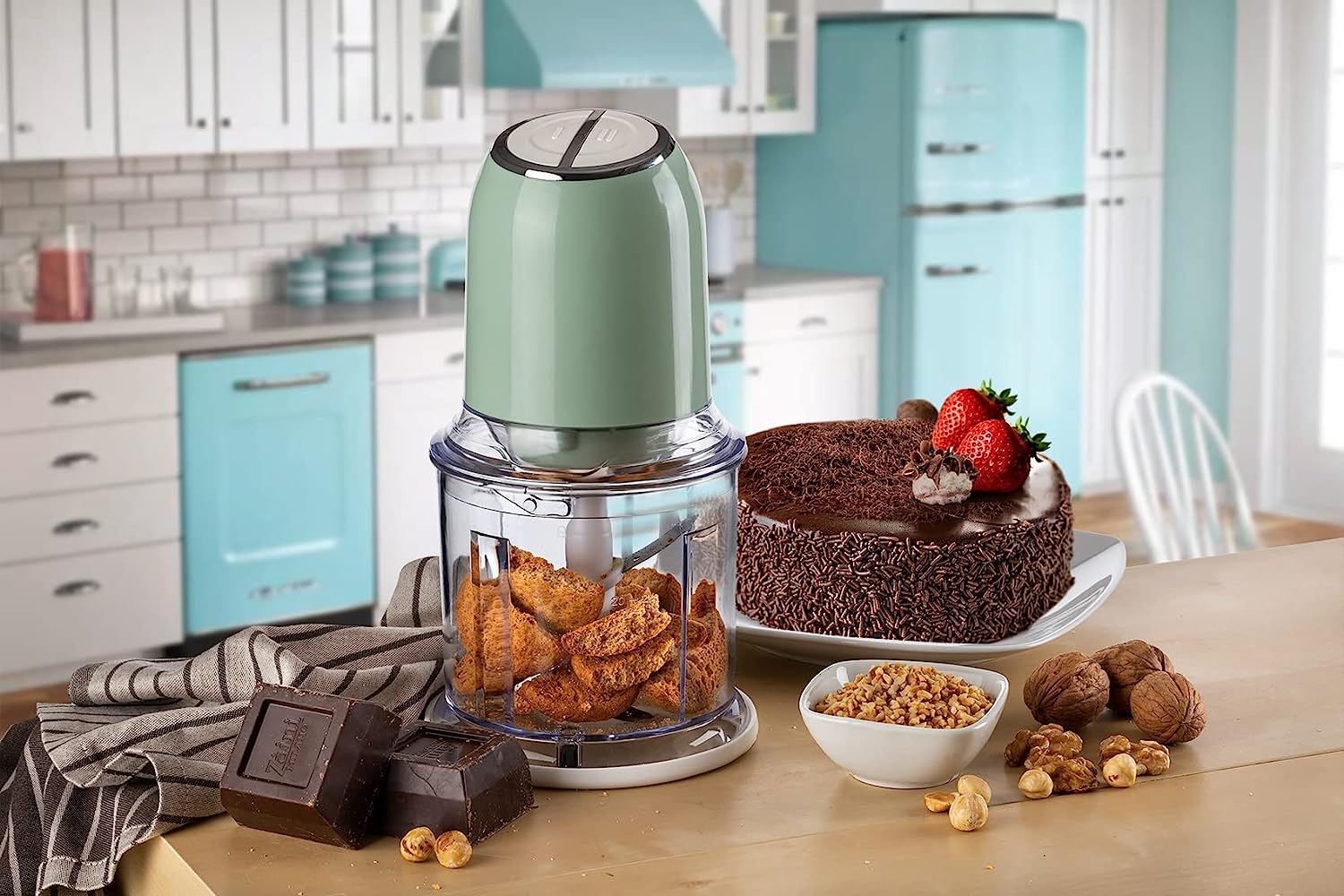 Ariete 438, Vintage chopper, ice crusher, 2 speeds, 4 stainless steel blades, 600 ml, 400 W, Green