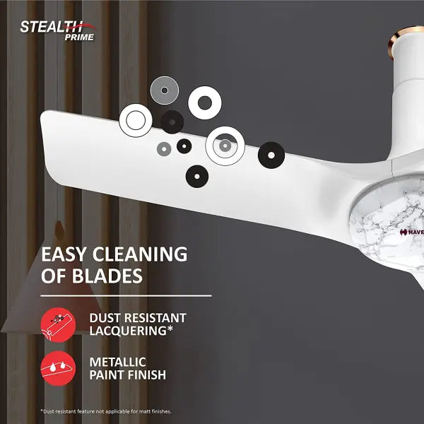 Havells Stealth Prime The most silent fan 1200mm BLDC motor and Remote Controlled Ceiling Fan Marble Pearl White