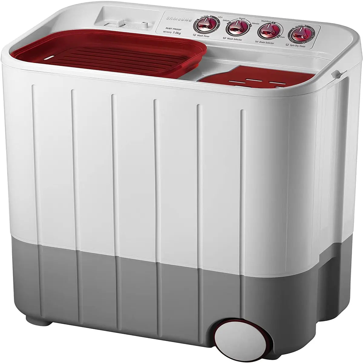 Samsung WT707QPNDMWXTL Semi-automatic Washing Machine (7.0 kg, Grey and Red)