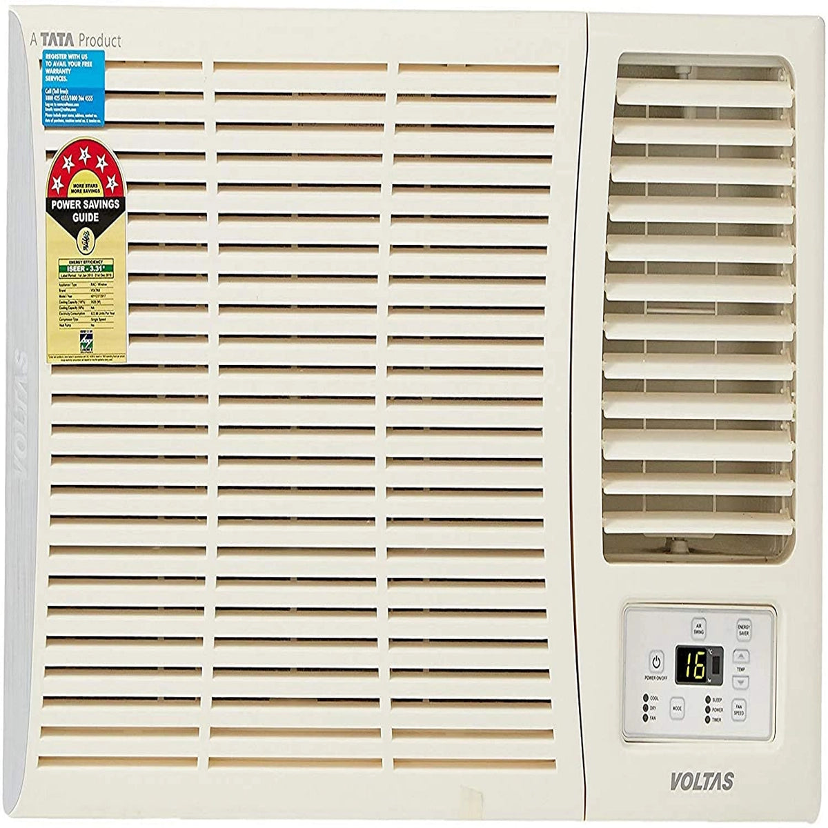 Voltas 1 Ton 5 Star Window AC (Copper, 125 DY/125 DZA, White)
