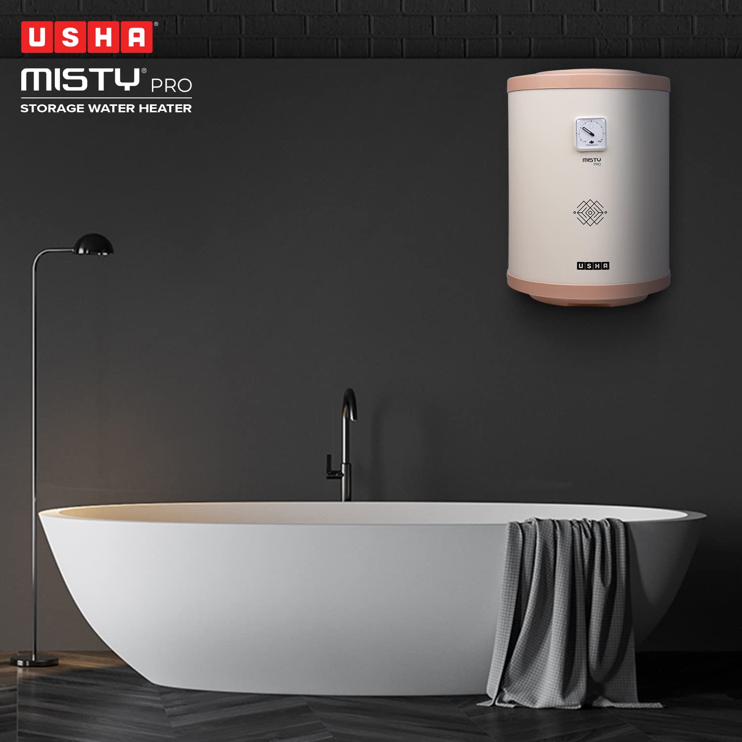 Usha Misty Pro 10 Litre 5 Star Water Heater Ivory Gold