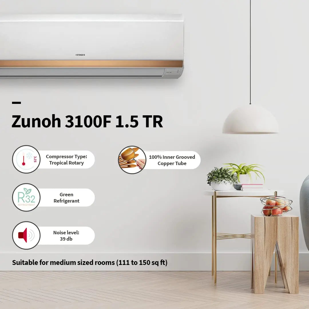 Hitachi Split Ac - 1.5 Ton Hitachi Zunoh 3100F - R32 - RSOG318HFDO (White)