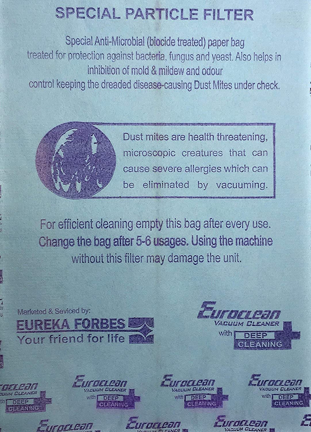 Eureka Forbes Euroclean Paper Vacuum Cleaner EC XL Dust Bags -10 PIC