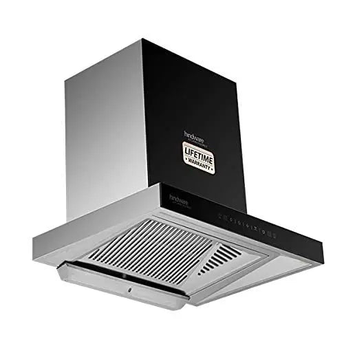 Hindware Alicia Plus 60 Cm wall mounted chimney for kitchen, Auto Clean With Motion Sensor Black