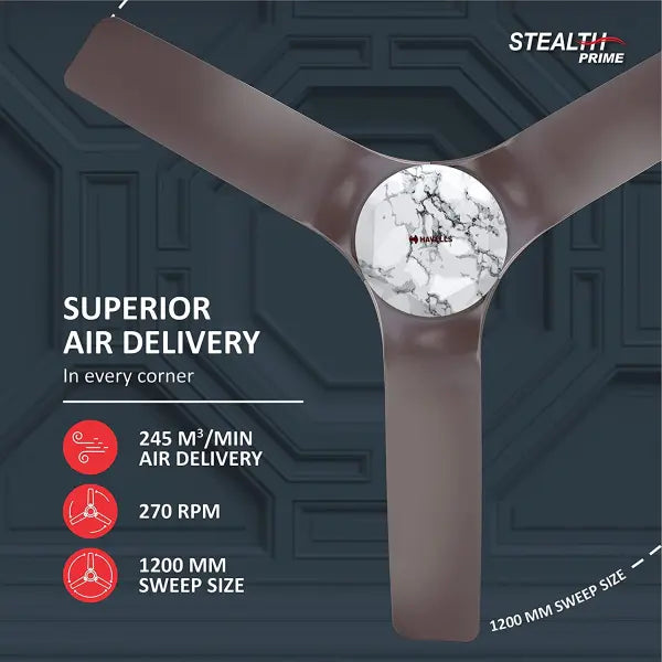 Havells Stealth Prime fan 1200mm BLDC motor and Remote Controlled Marble Dusk