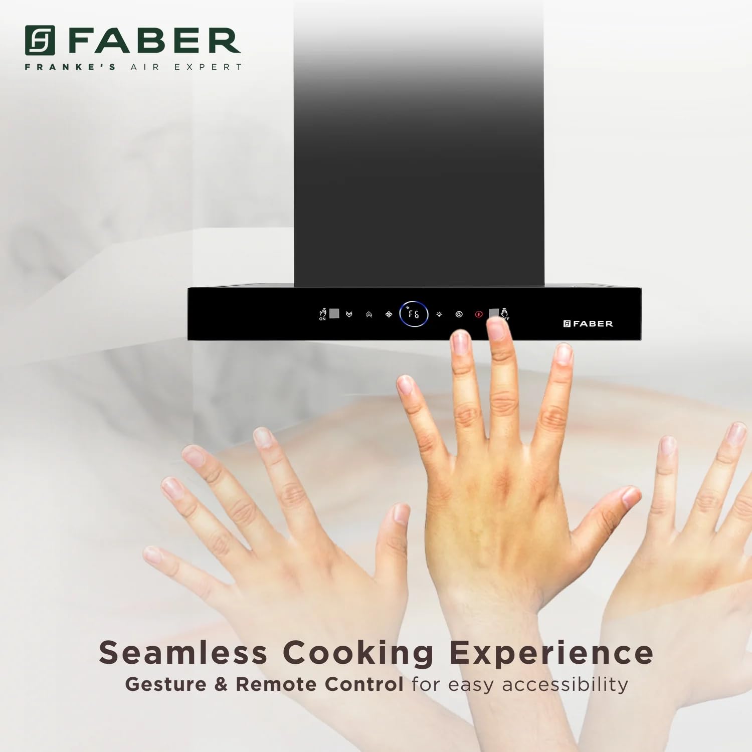 Faber 1500 m³/hr Autoclean Kitchen Chimney (HOOD DAZZLE BLDC FL HC BK 90, Filterless, Touch & Gesture, Remote, Black)