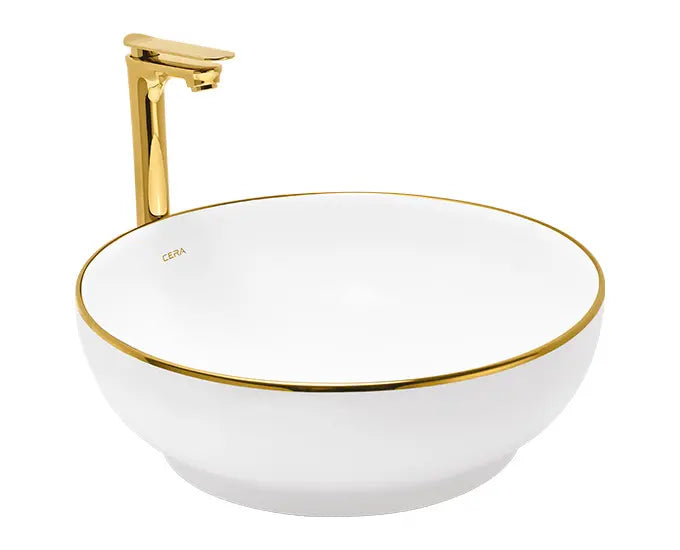 Cera S2020105FG Lustre Glitz Coyal French Gold Finish Table Top Wash Basin - 460x460x160 mm