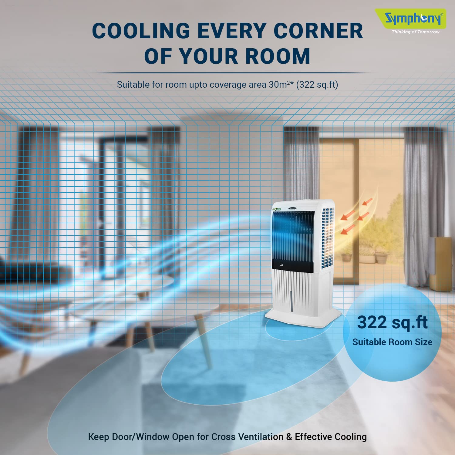 Symphony 70 L Room/Personal Air Cooler  (White, Storm 70i)