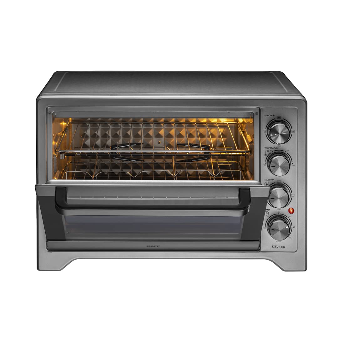 KAFF 45 Litre Electric Oven Toaster Grill (Otg) For Kitchen, 2000 Watts With Rotisserie And Convection Fan | Stainless Steel Finish Styling Handle (Mfot45-Ss, Silver)