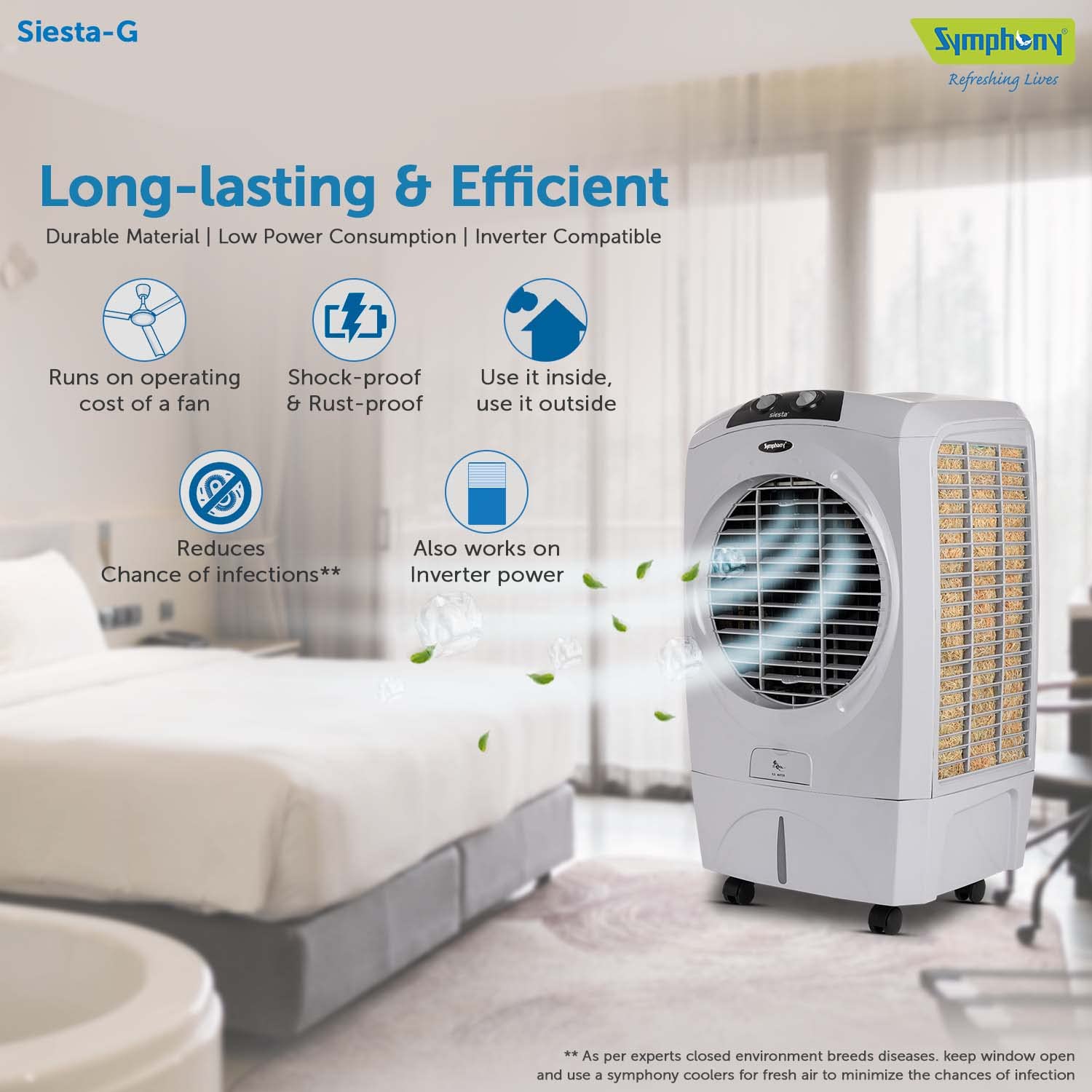 Symphony Siesta-G Desert Air Cooler 45L, Grey