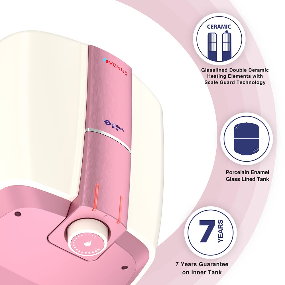 Venus Splash Pro Storage Water Heater (10 Litre, Ivory/Mystic Rose)