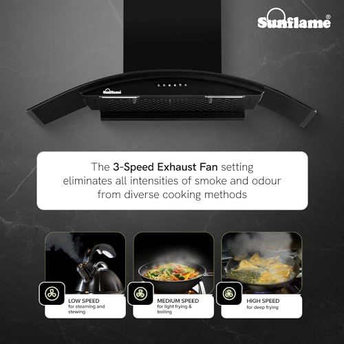 Sunflame Lamia 90 FL HAC Filterless Auto-Clean Kitchen Chimney | 90 cm | 1200 m³/h High Suction | Push Button Control | 1-Year Comprehensive & 5-Year Motor Coverage