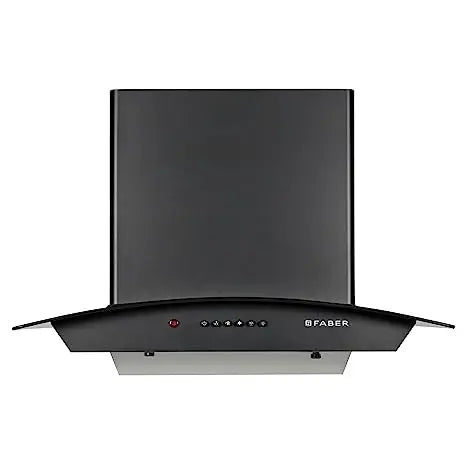 Faber 60 cm 1100 m³/hr Auto-Clean Curved Glass Kitchen Chimney [HOOD ALPHA IN HC PB FL BK 60], Filterless technology, Push Button, Black]