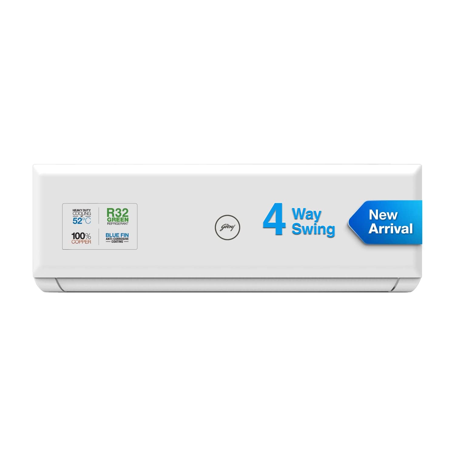 Godrej 1.5 Ton 3 Star, 4-Way Air Swing Fixed Speed Split AC (Copper, Anti-Dust Filter, 2023 Model, AC 1.5T SFC 18PTC3-WWP, White)