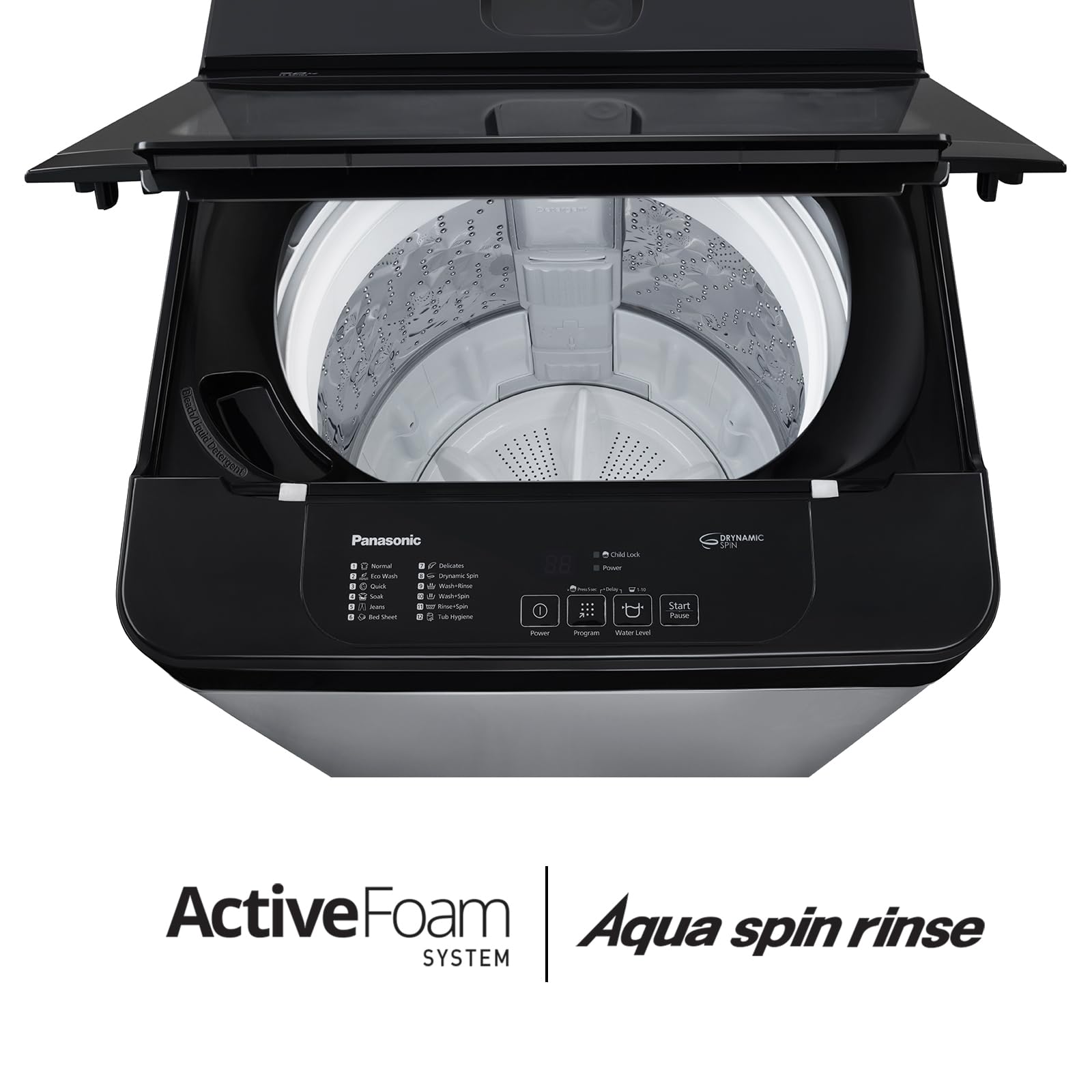 Panasonic 6.5 Kg 5 Star Fully-Automatic Top Load Washing Machine (2024 Model, NA-F65LF3CRB, Charcoal Inox Grey, 12 Wash Program, Active Foam Wash Technology, Antibacterial Water Inlet)