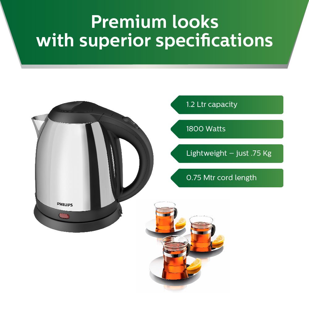 Philips HD9303/02 1.2-Litre Electric Kettle, Silver